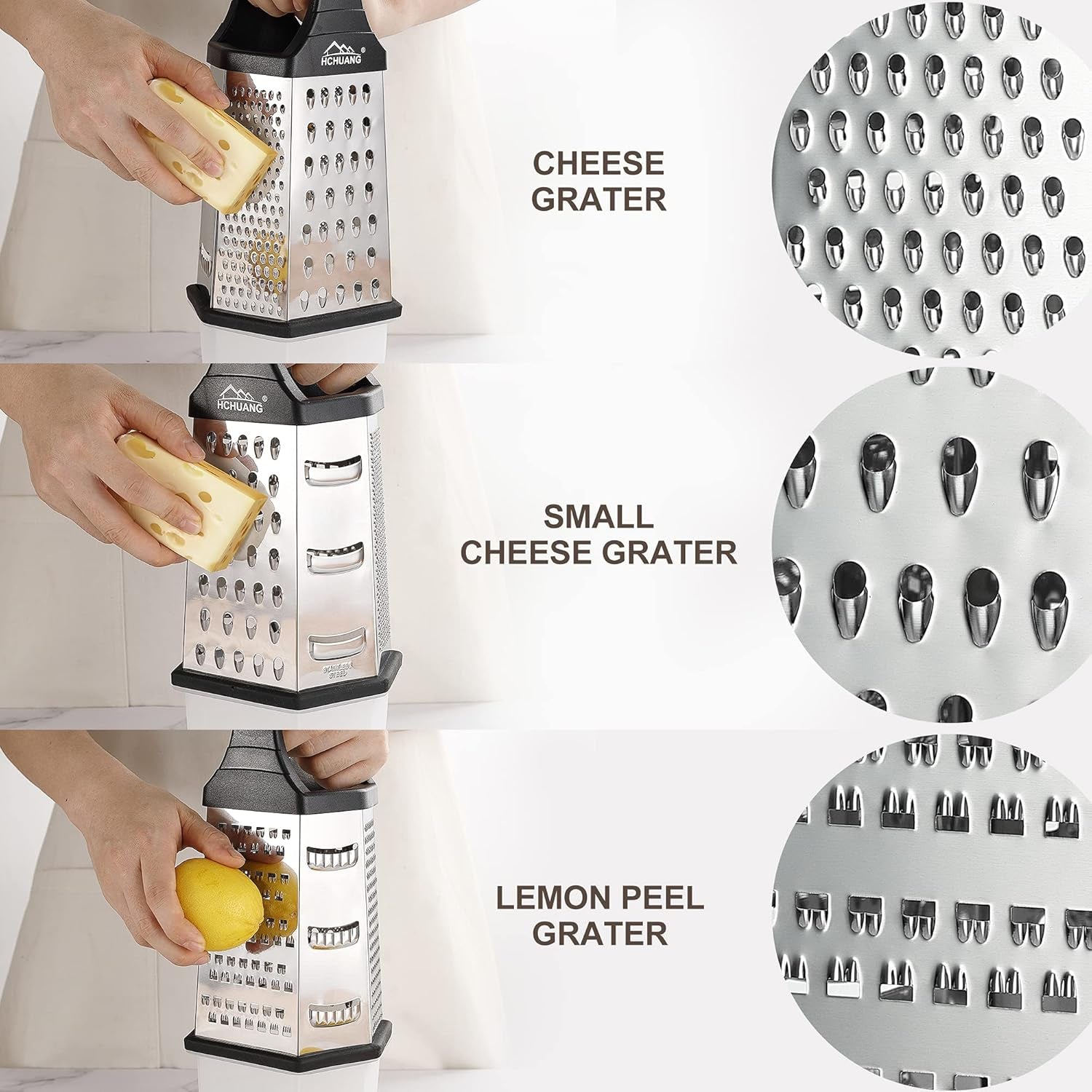 Professional Box Grater,Nonstick Coating Stainless Steel with 6 Sides - Vegetable Chopper, Kitchen Cutter, Shredder for Cheese & Vegetables (6-In-1)
