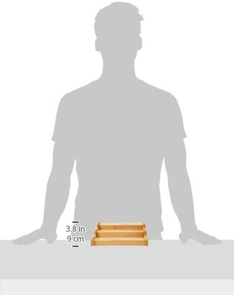 Bamboo Premium Wood 3-Tier Step Shelf Spice & Seasoning Storage Rack Organizer, for Kitchen, Cabinet, Countertop, Pantry, Bathroom, Salon, Bamboo, Expandable 8.5" - 15" W