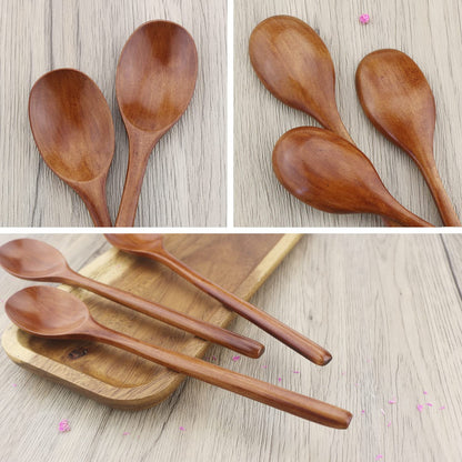 Wooden Spoons, 6 Pieces 9 Inch Wood Soup Spoons for Eating Mixing Stirring, Wood Spoon with Japanese Style Kitchen Utensil